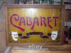 34x48 Vintage Leaded Glass Theater Display, Cabaret Dinner Theater, Colorado