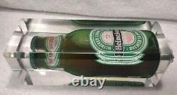4.5 Lbs Very Rare! Lucite Encased Heineken Bottle. Advertising 13.5 Tall. RARE