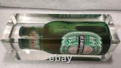 4.5 Lbs Very Rare! Lucite Encased Heineken Bottle. Advertising 13.5 Tall. RARE