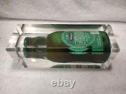 4.5 Lbs Very Rare! Lucite Encased Heineken Bottle. Advertising 13.5 Tall. RARE