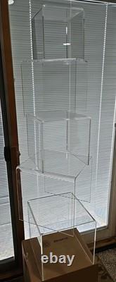 5 Piece Set Of Vintage Lucite Clear Acrylic U Cubes Riser Retail Store Display
