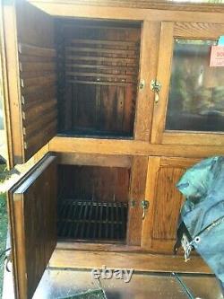 6'Ice Box glass doors Antique Oak Confectionery Commercial Shop Icebox WILL SHIP