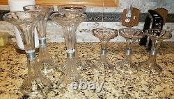 7 Antique Vtg General Store Display Corseted Glass Shelf Support Risers Stands