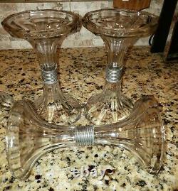 7 Antique Vtg General Store Display Corseted Glass Shelf Support Risers Stands