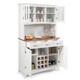 72.5 White Buffet With Hutch Freestanding Pantry Cabinet Drawers