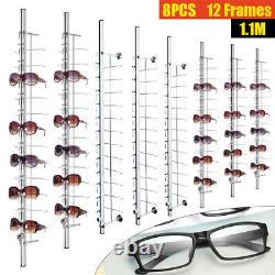 8PCs With Lock Store Glasses Rod Storage Display Rod Aluminium Alloy 110cm Silver