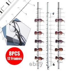 8PCs With Lock Store Glasses Rod Storage Display Rod Aluminium Alloy 110cm Silver