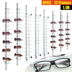 8Pcs Eyeglasses Display Rod Sunglasses Wall-Mount Display Store Holder 1.1m