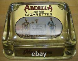 ABDULLA CIGARETTES Old Tobacco Ad ROG Glass Change Receiver Tray Cigar Sign Card
