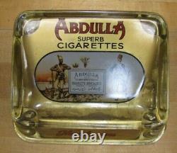 ABDULLA CIGARETTES Old Tobacco Ad ROG Glass Change Receiver Tray Cigar Sign Card