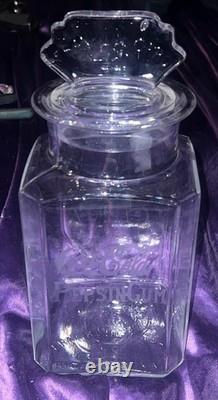 ANTIQUE COCACOLA EMBOSSED GLASS PEPSIN GUM JAR WithLID (FRANKLIN CARO CO)