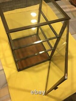 ANTIQUE DISPLAY CASE-TIN/GLASS COUNTER TOP STORE CASE FOR PIES With2 GLASS SHELVES