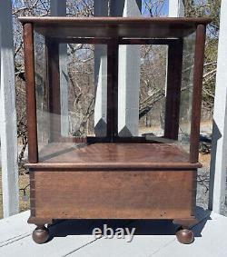 ANTIQUE GLASS WOOD TABLE TOP SHOW STORE DISPLAY CASE SHOWCASE Dovetailed