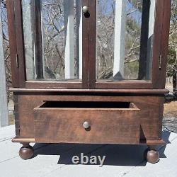 ANTIQUE GLASS WOOD TABLE TOP SHOW STORE DISPLAY CASE SHOWCASE Dovetailed