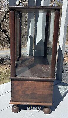 ANTIQUE GLASS WOOD TABLE TOP SHOW STORE DISPLAY CASE SHOWCASE Dovetailed