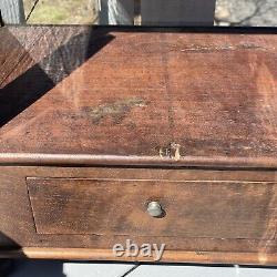 ANTIQUE GLASS WOOD TABLE TOP SHOW STORE DISPLAY CASE SHOWCASE Dovetailed