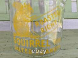 ANTIQUE SQUIRREL BRAND SALTED PEANUTS COUNTER DISPLAY GLASS General STORE JAR