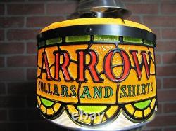 ARROW COLLARS AND SHIRTS Vintage Faux Stained Glass Advertising Lamp LIght Shade