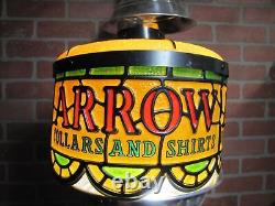 ARROW COLLARS AND SHIRTS Vintage Faux Stained Glass Advertising Lamp LIght Shade