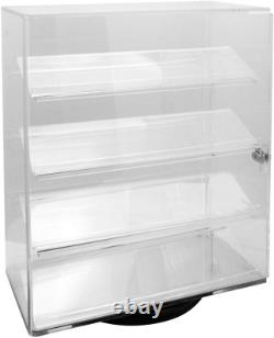 Acrylic Clear Rotating Lucite Counter Top Display with 4 Shelves and Lock