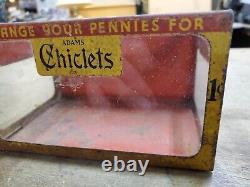 Adams Chiclets Gum Penny Candy General Store Counter Display Box Tin Litho Glass