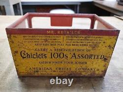 Adams Chiclets Gum Penny Candy General Store Counter Display Box Tin Litho Glass