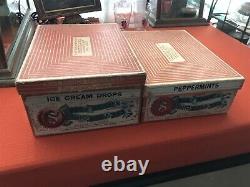 Adv Store Glass Display Box Cover Schraffts Peppermint Patties Ice Cream Drops