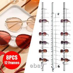 Aluminium Alloy Store Glasses Rod Storage Display Rod with Lock Silver 12 Frame