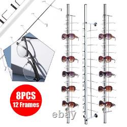 Aluminium Alloy Store Glasses Rod Storage Display Rod with Lock Silver 12 Frame