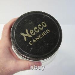 Antique 10 Inch Necco Candies Barrel Glass Jar with Lid country store display