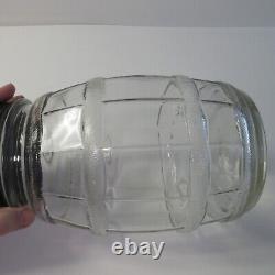 Antique 10 Inch Necco Candies Barrel Glass Jar with Lid country store display