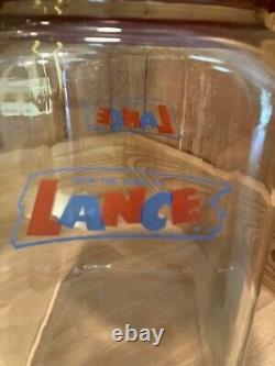 Antique 13 Large Lance Peanut Cracker Store Jar Heavy Glass 2 Logo Metal Lid