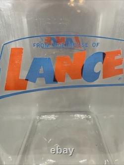 Antique 13 Large Lance Peanut Cracker Store Jar Heavy Glass 2 Logo with Metal Lid