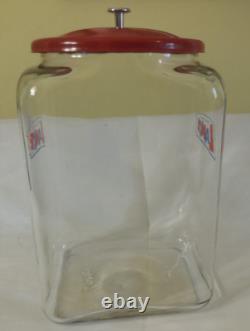 Antique 13 Large Lance Peanut Cracker Store Jar Heavy Glass 2 Logo with Metal Lid