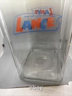 Antique 13 Large Lance Peanut Cracker Store Jar Heavy Glass 2 Logo with Metal Lid