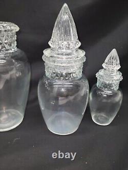 Antique 1900s Tiffin Dakota Apothecary Glass Jar Store Display set Of 3 #5254