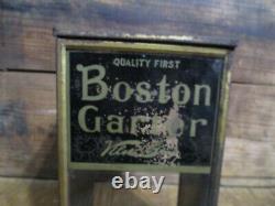 Antique 1915 Metal & Glass Boston Garters Display Case 1 Box Nos Garters