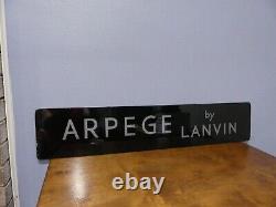 Antique 50s 60s Lanvin Arpege Large Rare Glass Store Display Advertising Sign