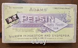 Antique ADAMS PEPSIN TUTTI FRUTTI Peppermint GUM Store Display Box Glass Lid