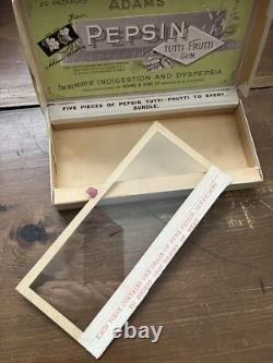 Antique ADAMS PEPSIN TUTTI FRUTTI Peppermint GUM Store Display Box Glass Lid