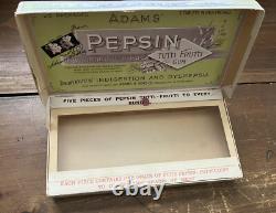 Antique ADAMS PEPSIN TUTTI FRUTTI Peppermint GUM Store Display Box Glass Lid