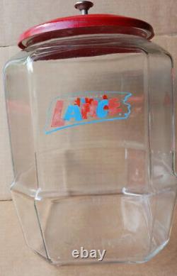 Antique Advertising Lance Glass Cookie Cracker Jar & Lid Store Display 13 Rare