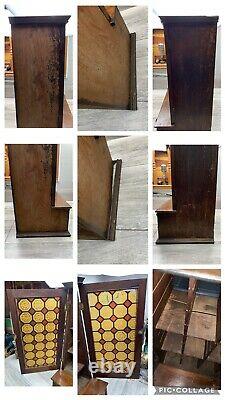 Antique Apothecary Cabinet Stained Glass Wood 2 Drawers Counter Display Store