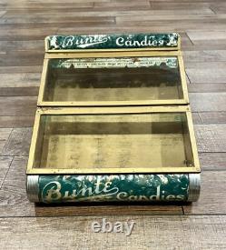 Antique BUNTE CANDY Store Display Advertising GENERAL STORE Tin & Glass RARE
