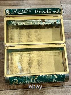 Antique BUNTE CANDY Store Display Advertising GENERAL STORE Tin & Glass RARE