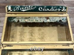 Antique BUNTE CANDY Store Display Advertising GENERAL STORE Tin & Glass RARE