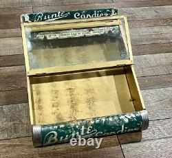 Antique BUNTE CANDY Store Display Advertising GENERAL STORE Tin & Glass RARE