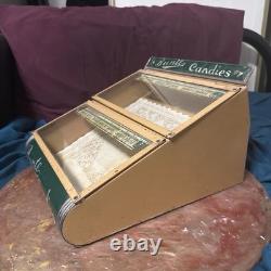 Antique BUNTE CANDY Store Display Advertising Tin/Glass GREAT CONDITION RARE