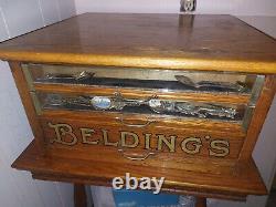 Antique Beldings spool cabinet jewelry box glass store display country