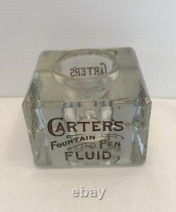 Antique Carters Fountain Pen Fluid Ink Store Counter Display Glass Block